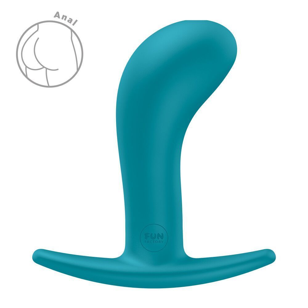 Анальна пробка Fun Factory BOOTIE L Aquamarine, діаметр 3,8 см, тонкий обмежувач, Бирюзовый