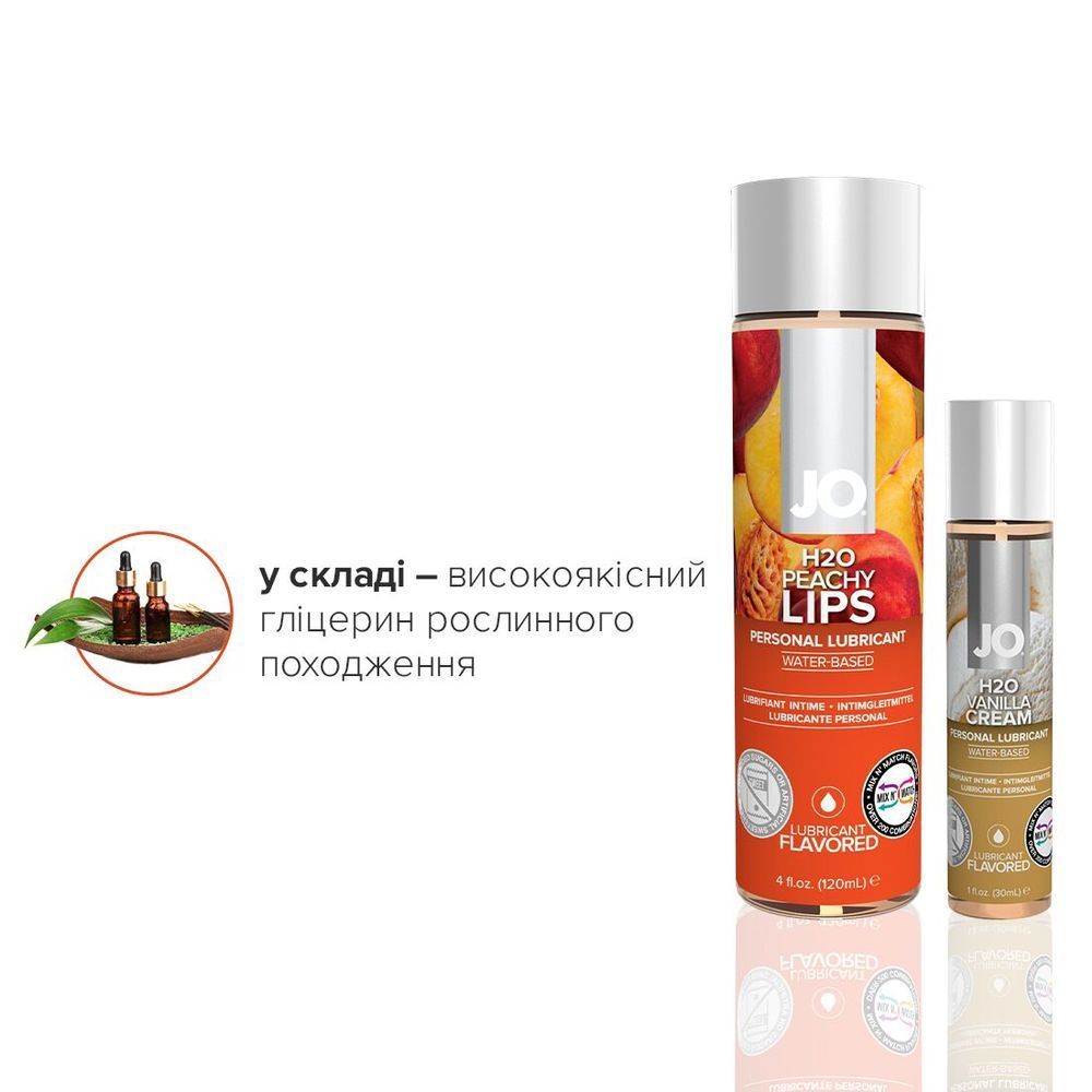 Комплект смакових лубрикантів System JO GWP - Peaches & Cream - Peachy Lips 120 мл & H2O Vanilla 30