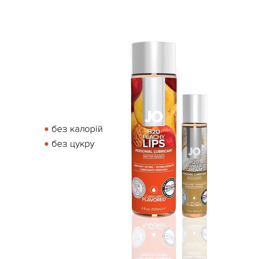 Комплект смакових лубрикантів System JO GWP - Peaches & Cream - Peachy Lips 120 мл & H2O Vanilla 30