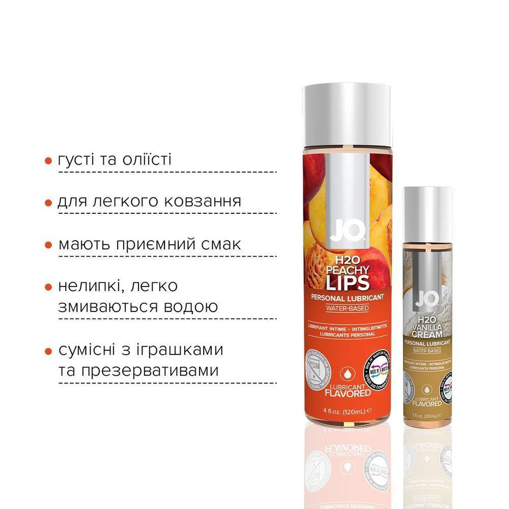 Комплект смакових лубрикантів System JO GWP - Peaches & Cream - Peachy Lips 120 мл & H2O Vanilla 30
