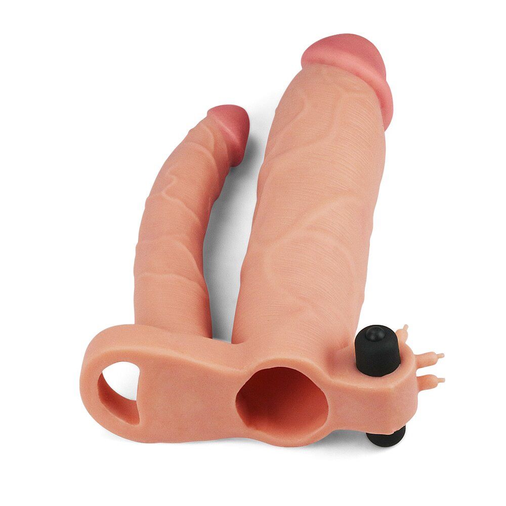 Насадка на пенис Pleasure X Tender Vibrating Double Penis Sleeve Add 3