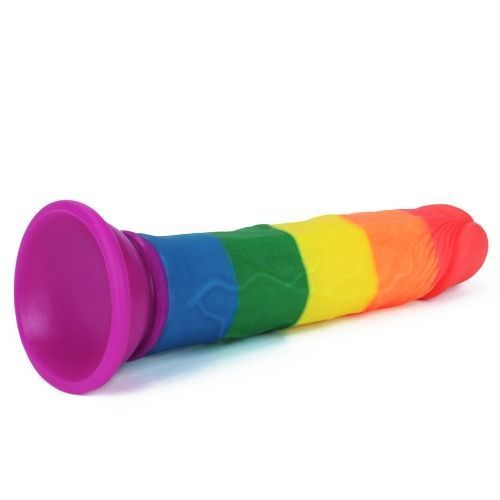 Фалоімітатор Prider Dildo 7" &mdash; райдужний, без мошонки, з присоскою, Райдужний