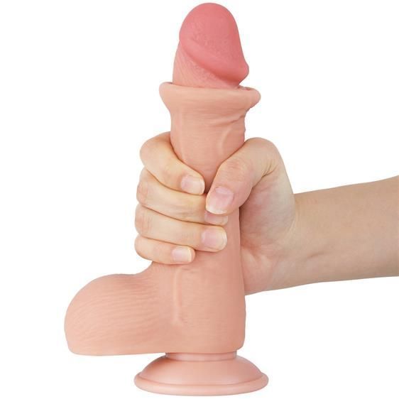 Фалоімітатор Sliding-Skin Dual Layer Dong 7.5 з присоскою, подвійна щільність, тілесний