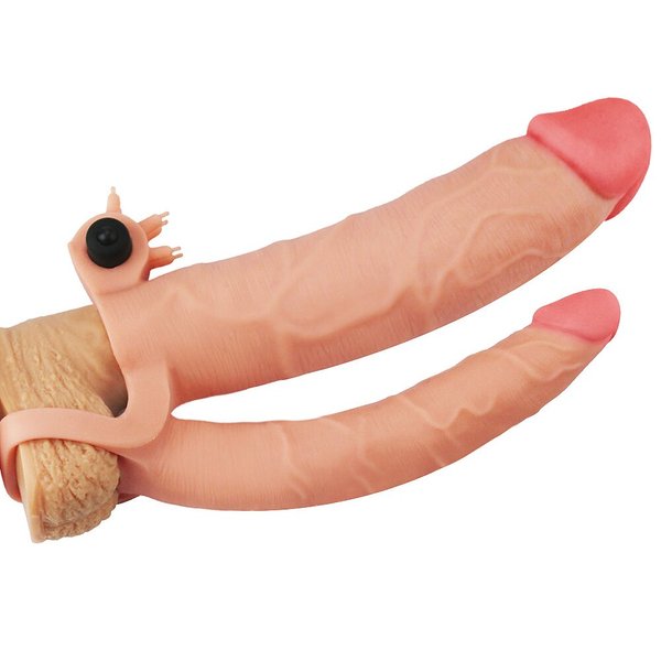 Насадка на пенис Pleasure X Tender Vibrating Double Penis Sleeve Add 3