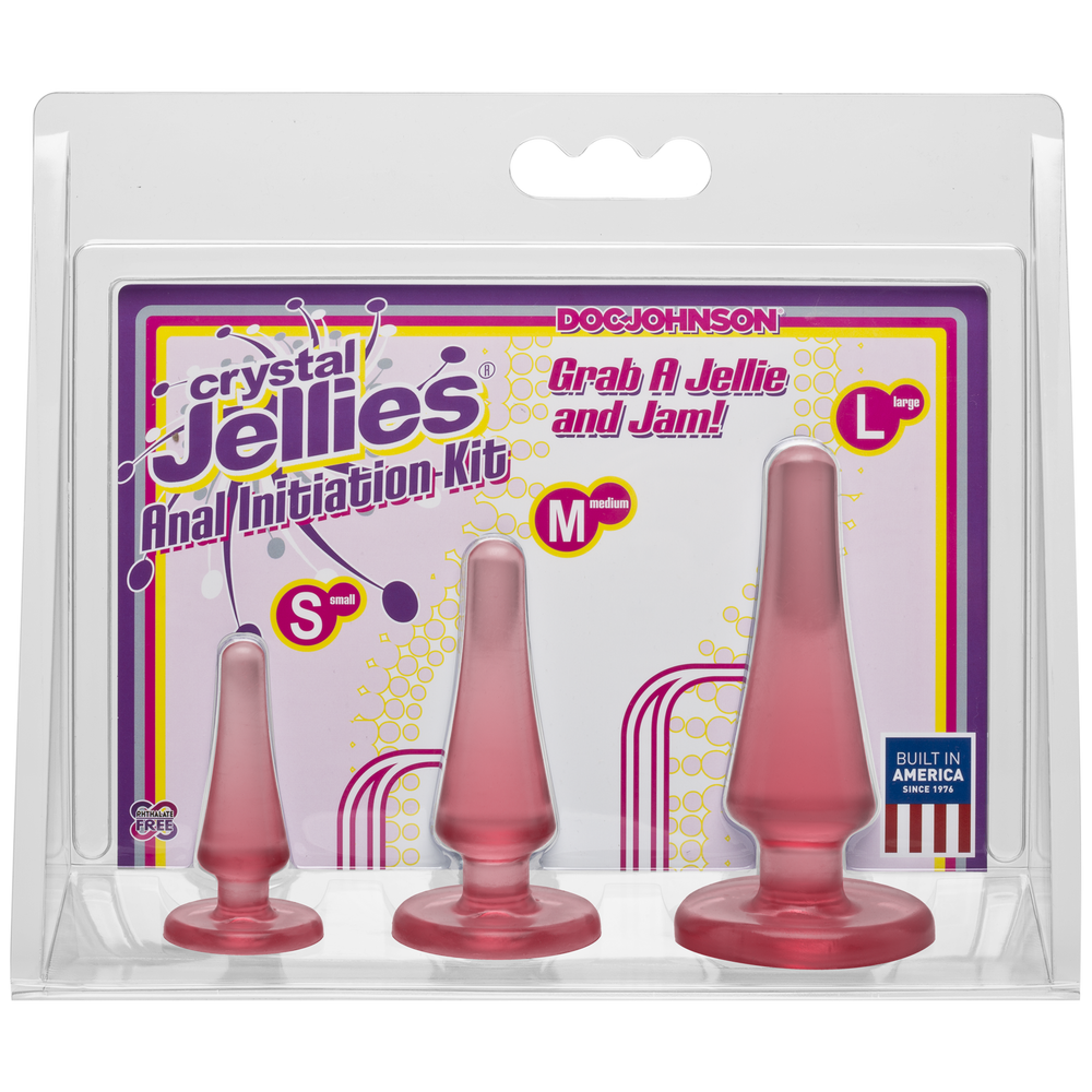 Набір анальних пробок Doc Johnson Crystal Jellies Pink, макс. діаметр 2см - 3см - 4см