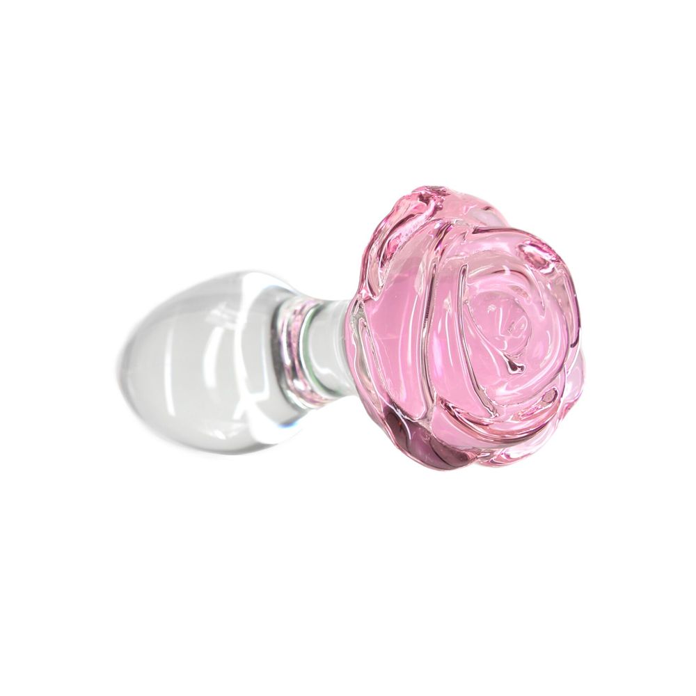 Скляний анальний затор Pillow Talk Rosy Luxurious Glass Anal Plug, ⌀3,3 см, віброкуля в подарунок