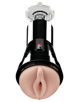 Мастурбатор с вибрацией и вакуумной стимуляцией PDX Elite Cock Compressor Vibrating Stroker от Pipedream, телесный
