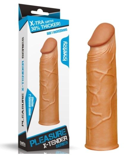 Насадка на член - Pleasure X-Tender Penis Sleeve Add 1" Brown