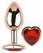 Анальна пробка з кристалом EGZO - Rose Gold Heart Plug Red size M, Розовое золото