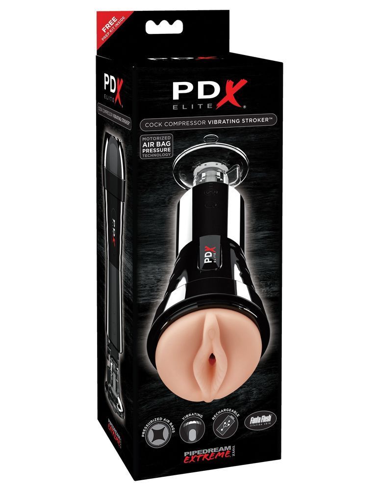Мастурбатор з вібрацією і вакуумної стимуляцією PDX Elite Cock Compressor Vibrating Stroker від Pipedream, тілесний
