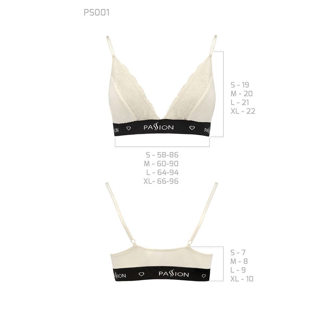 Еластичний топ із мереживом Passion PS001 TOP ecru, size M