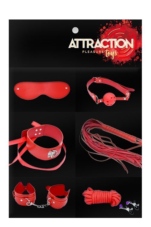 Набір MAI BDSM STARTER KIT Nº 75 Red: батіг, кляп, наручники, маска, нашийник, мотузка, затискачі