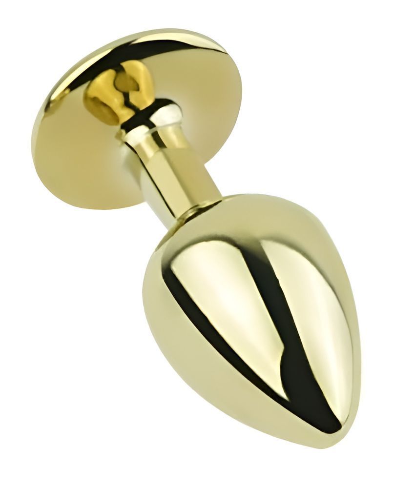 Анальная пробка с кристаллом EGZO - Gold Round Plug Rose size S, Золотой