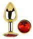 Анальная пробка с кристаллом EGZO - Gold Round Plug Red size M, Золотой