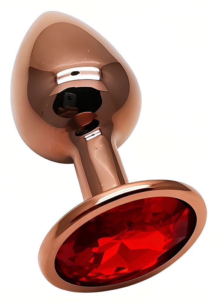 Анальна пробка з кристалом EGZO - Dark Gold Round Plug Red, size S, Золотий