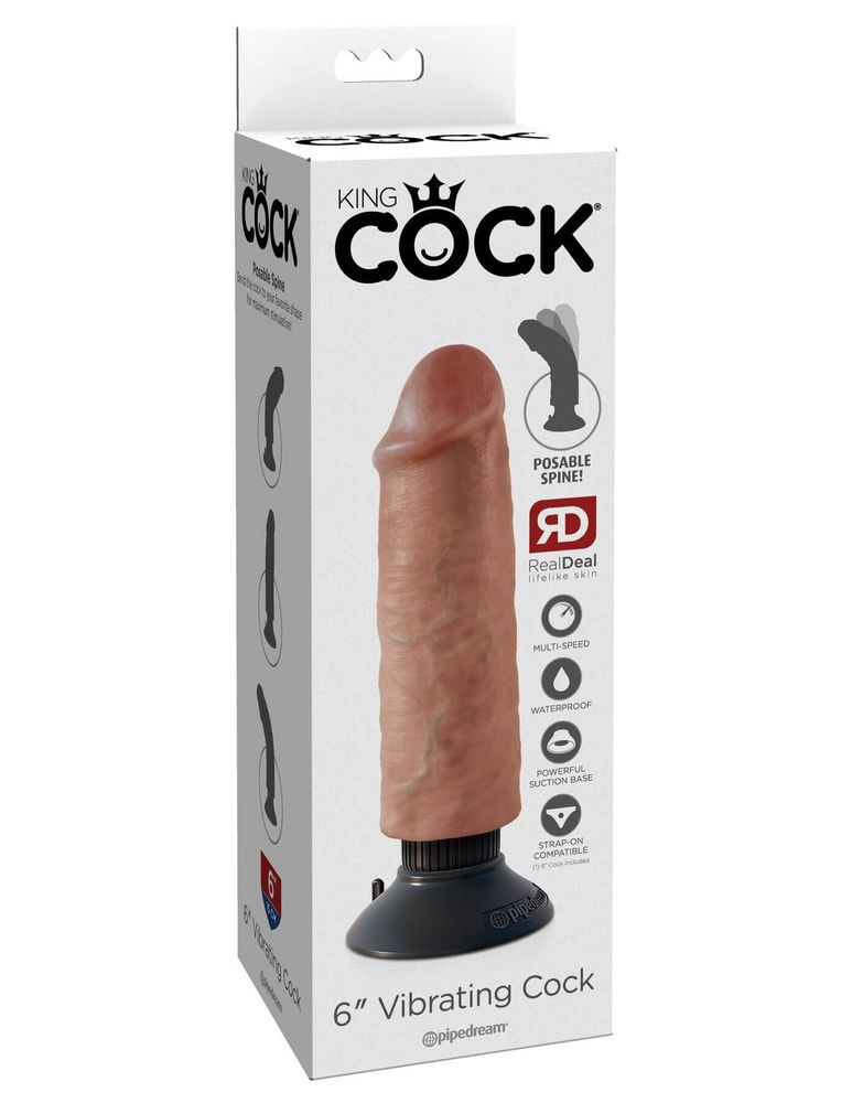 Реалистичный вибратор King Cock 6" Vibrating Cock от Pipedream