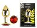 Анальная пробка с кристаллом EGZO - Gold Round Plug Red size M, Золотой