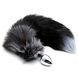 Металевий анальний затор Лісий хвіст Alive Black And White Fox Tail M, діаметр 3,4 см, Срібний