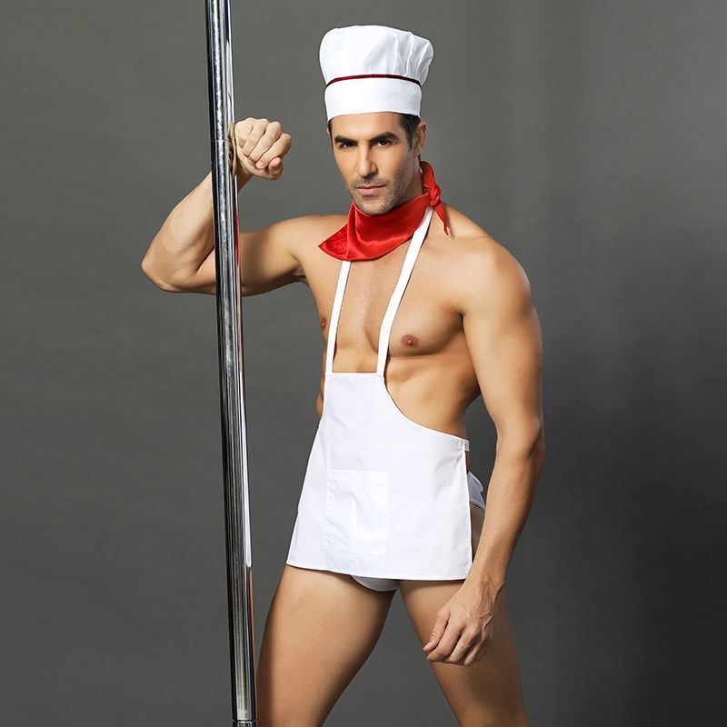 Чоловічий еротичний костюм кухаря "Умілий Джек" S/M: сліпи, фартух, хустку та ковпак