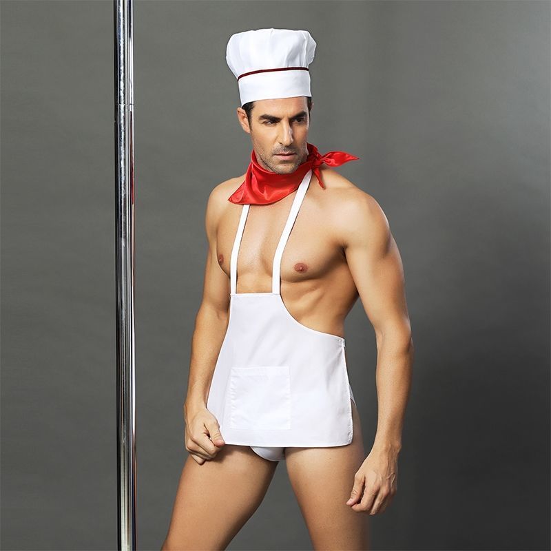 Чоловічий еротичний костюм кухаря "Умілий Джек" S/M: сліпи, фартух, хустку та ковпак