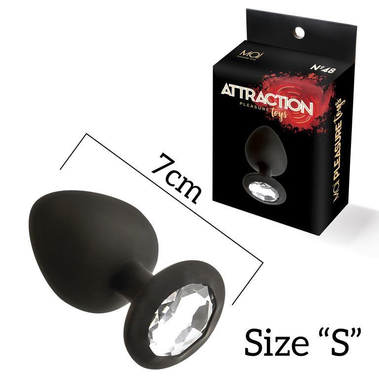 Анальная пробка с кристаллом MAI Attraction Toys №47 Black, длина 7см, диаметр 2,8см