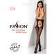 Эротические колготки-бодистокинг Passion S018 black, имитация чулок с вертикальными полосками и пояс