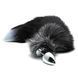 Металлическая анальная пробка Лисий хвост Alive Black And White Fox Tail L, диаметр 3,9 см, Серебряный