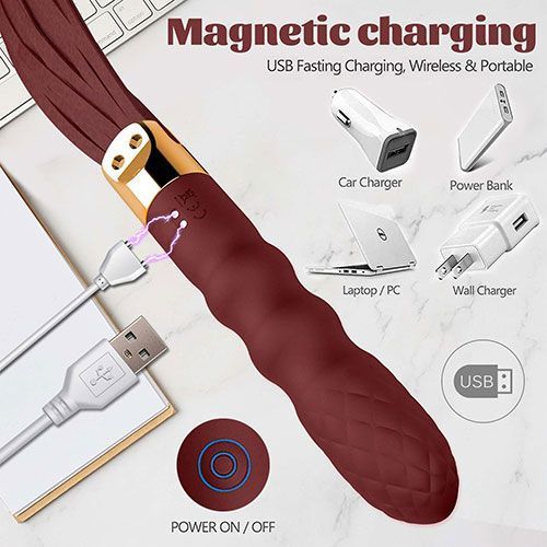 Вібратор Virbating Flogger, бордовий, Бордовий