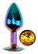 Анальная пробка с кристаллом EGZO - Multicolor Round Plug Yellow size M, Мультиколор