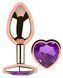 Анальная пробка с кристаллом EGZO - Rose Gold Heart Plug Purple size M, Розовое золото