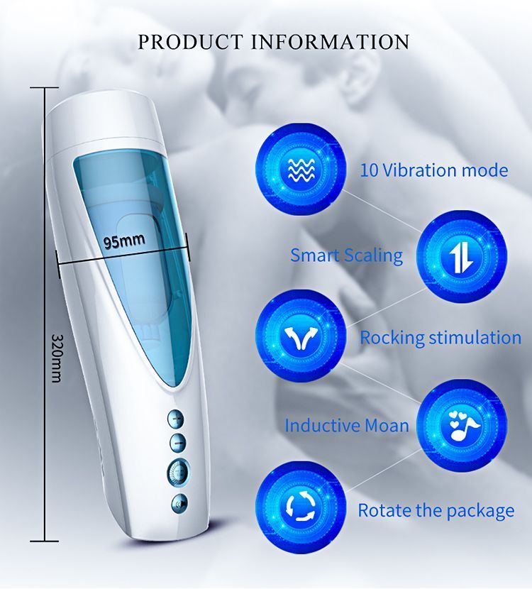 Автоматичний мастурбатор з вібрацією та ротацією Foxshow Masturbator with Vibration and Rotation XYM10, WYS-XYM10, Голубой / Белый