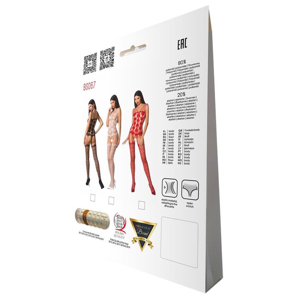 Бодістокінг Passion BS067 red, комбінезон, імітація панчох та топа на бретелях