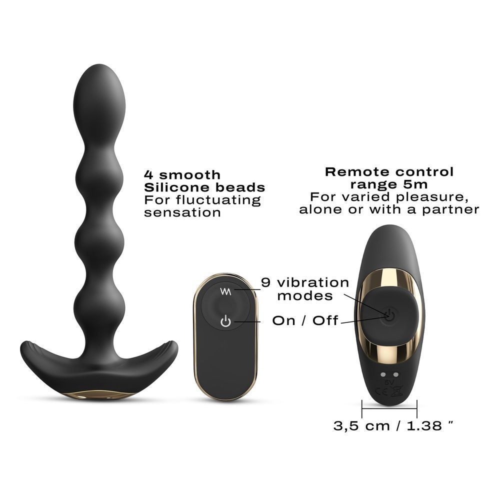 Анальный вибратор-бусы Dorcel FLEXI BALLS, гибкий ствол, пульт ДУ, Черный