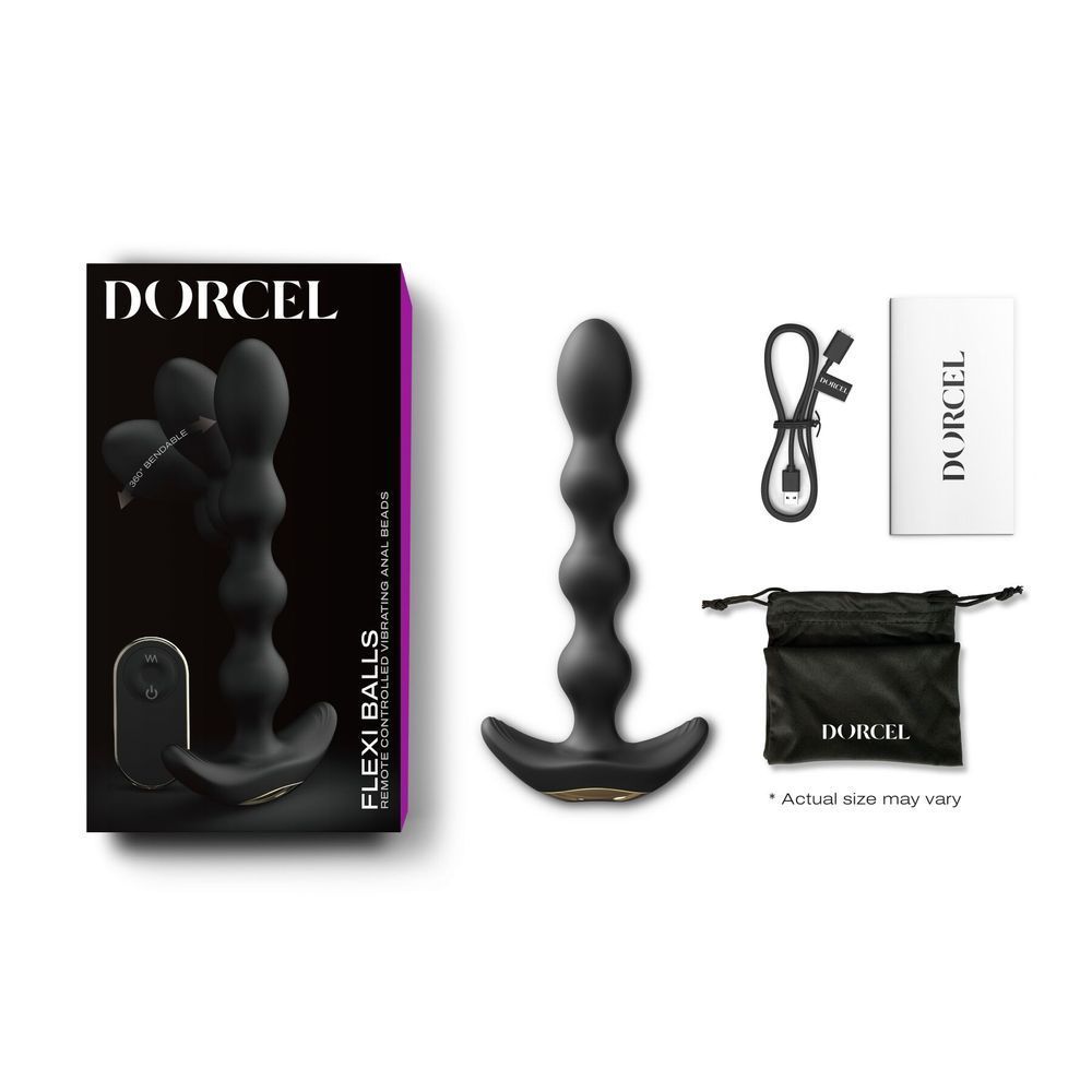 Анальный вибратор-бусы Dorcel FLEXI BALLS, гибкий ствол, пульт ДУ, Черный
