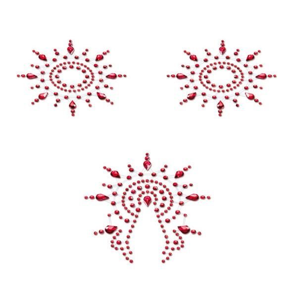 Пестіс із кристалів Petits Joujoux Gloria set of 3 - Red, прикраса на груди та вульву