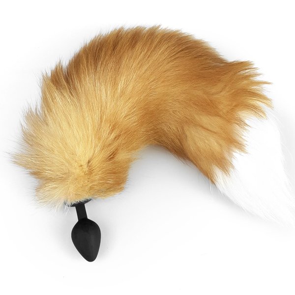Силіконова анальна пробка з хвостом з натурального хутра Art of Sex size M Red Fox fox
