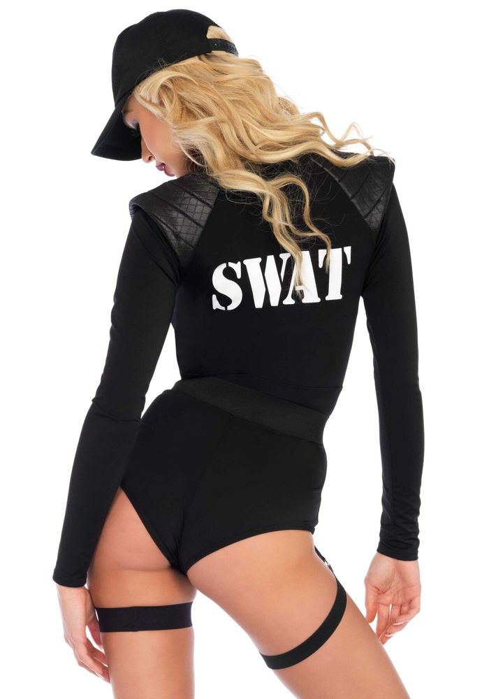 Костюм еротичного спецназу Leg Avenue SWAT Team Babe XS, боді, пояс, підв'язки, іграшкова рація, кепка