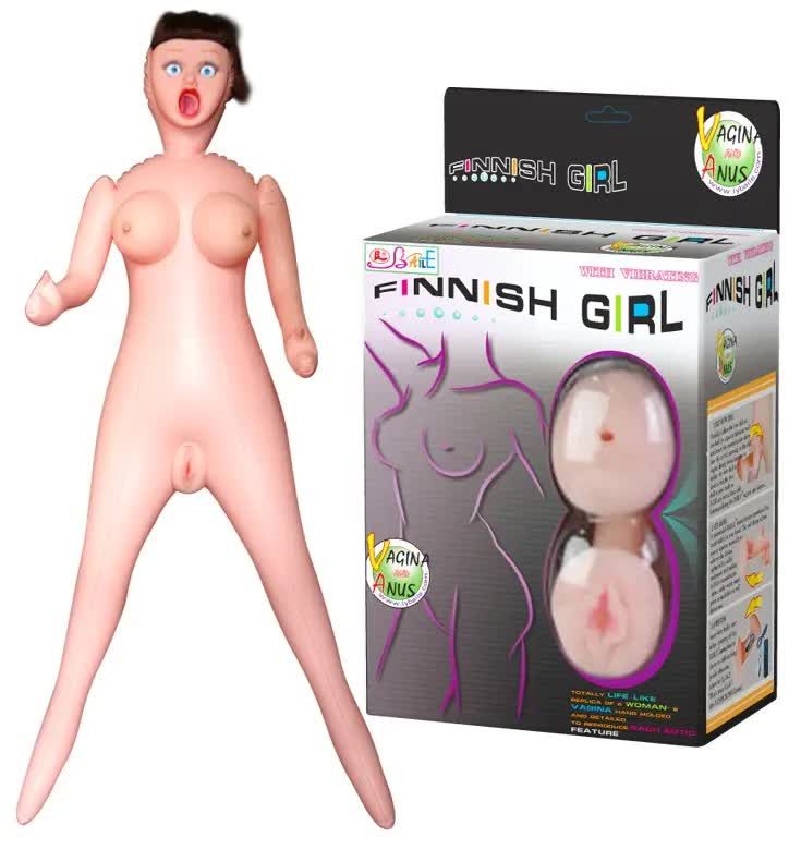 Надувна лялька Finish Girl із вставкою з кібершкіри та вібростимуляцією