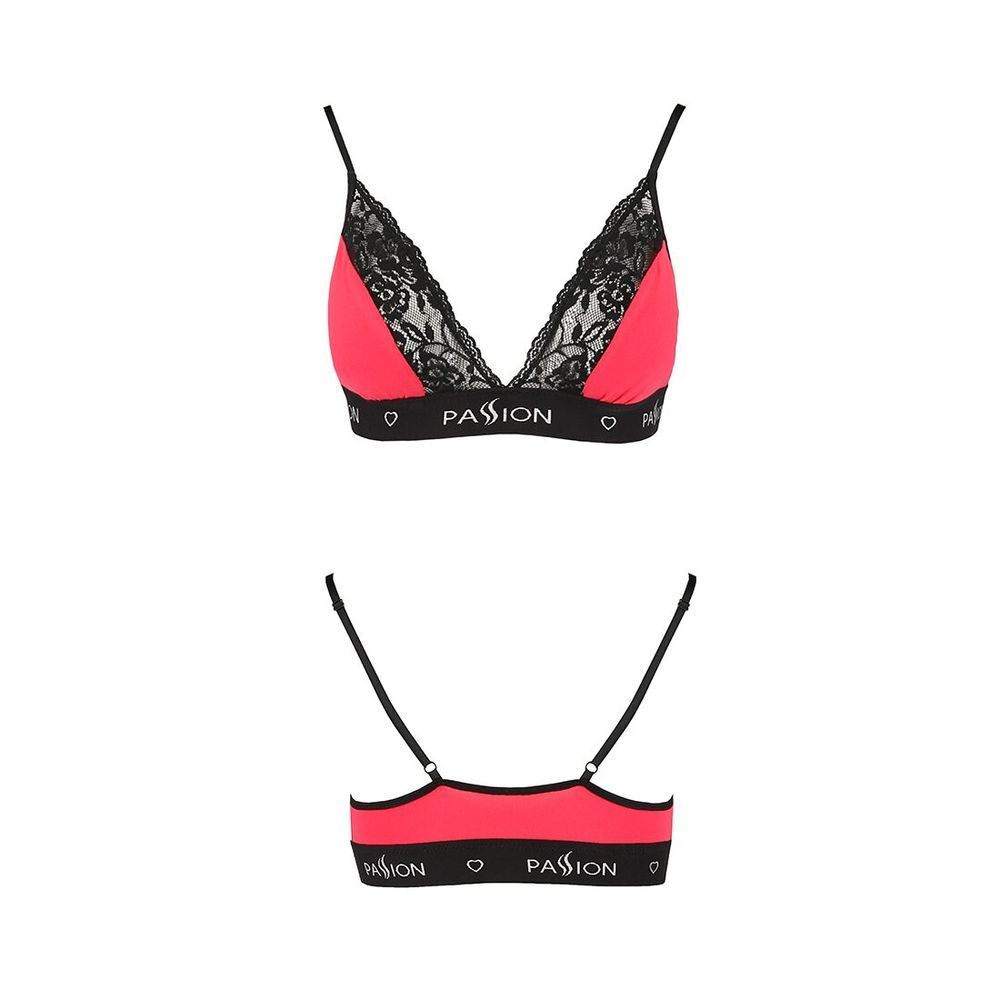 Еластичний топ із мереживом Passion PS001 TOP red-black, size S