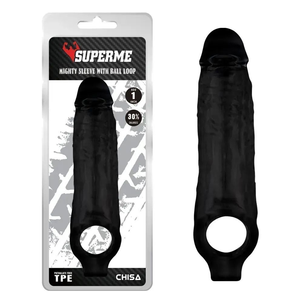 Насадка Superme Mighty Sleeve &mdash; подовження пеніса, кільце для мошонки