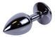 Анальная пробка с кристаллом EGZO - Dark Gray Round Plug Lime, size M, Темное серебро
