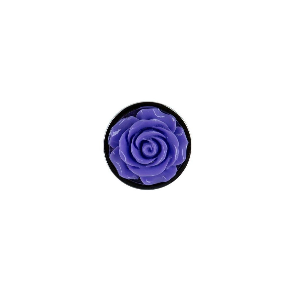 Металевий анальний затор Lux Active з трояндою - Rose Anal Plug - Purple, ВІБРОПУЛЯ В ПОДАРУНОК, Фіолетовий