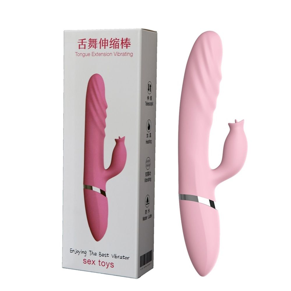 Вибратор с толчками и подогревом Tongue Extension Vibrating, розовый