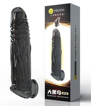 Удлиняющая насадка Meleon - Big Black Bird penis sleeve, PS-29