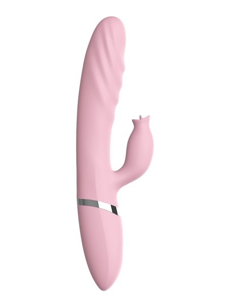 Вібратор з поштовхами та підігрівом Tongue Extension Vibrating, рожевий