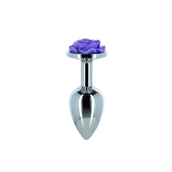 Металевий анальний затор Lux Active з трояндою - Rose Anal Plug - Purple, ВІБРОПУЛЯ В ПОДАРУНОК