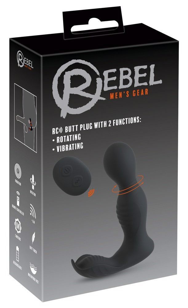 Вибростимулятор простаты с ротацией Rebel RC Butt Plug With 2 Functions, Черный