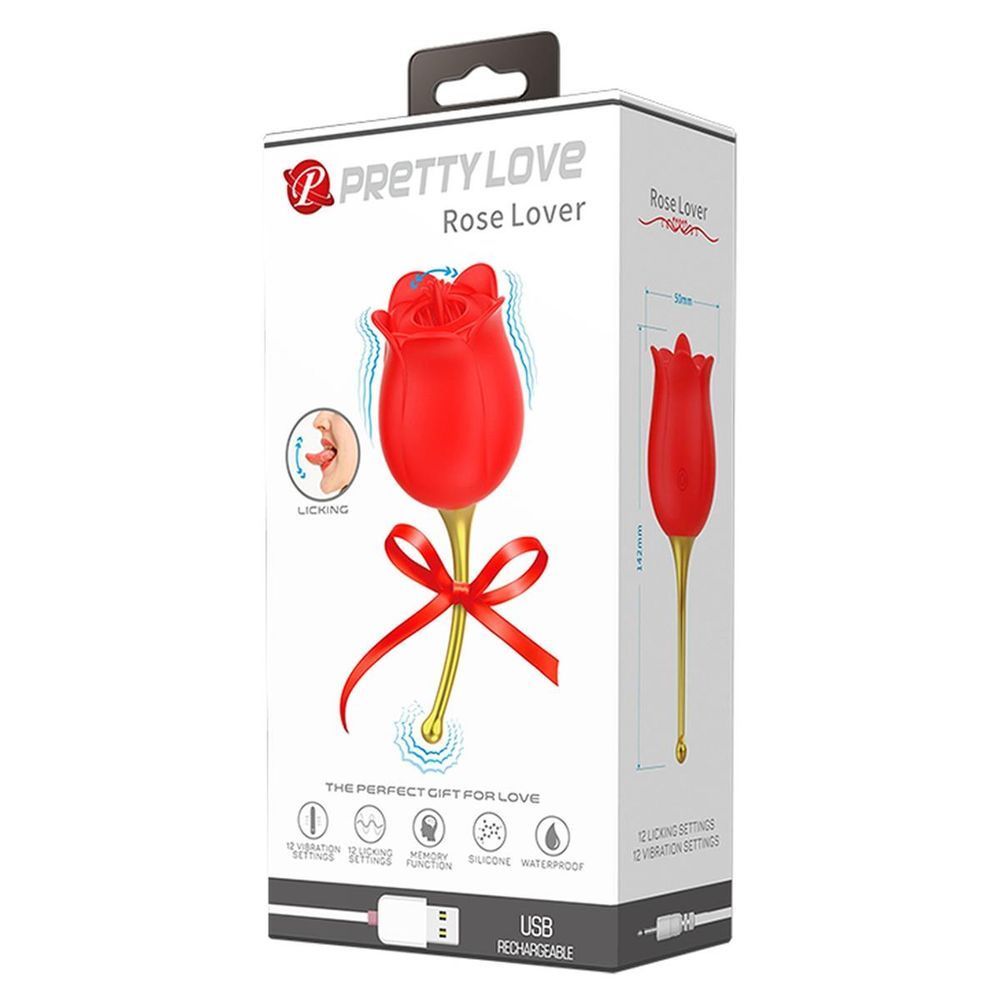 Клиторальный вибратор Pretty Love Rose Lover, красный, Красный