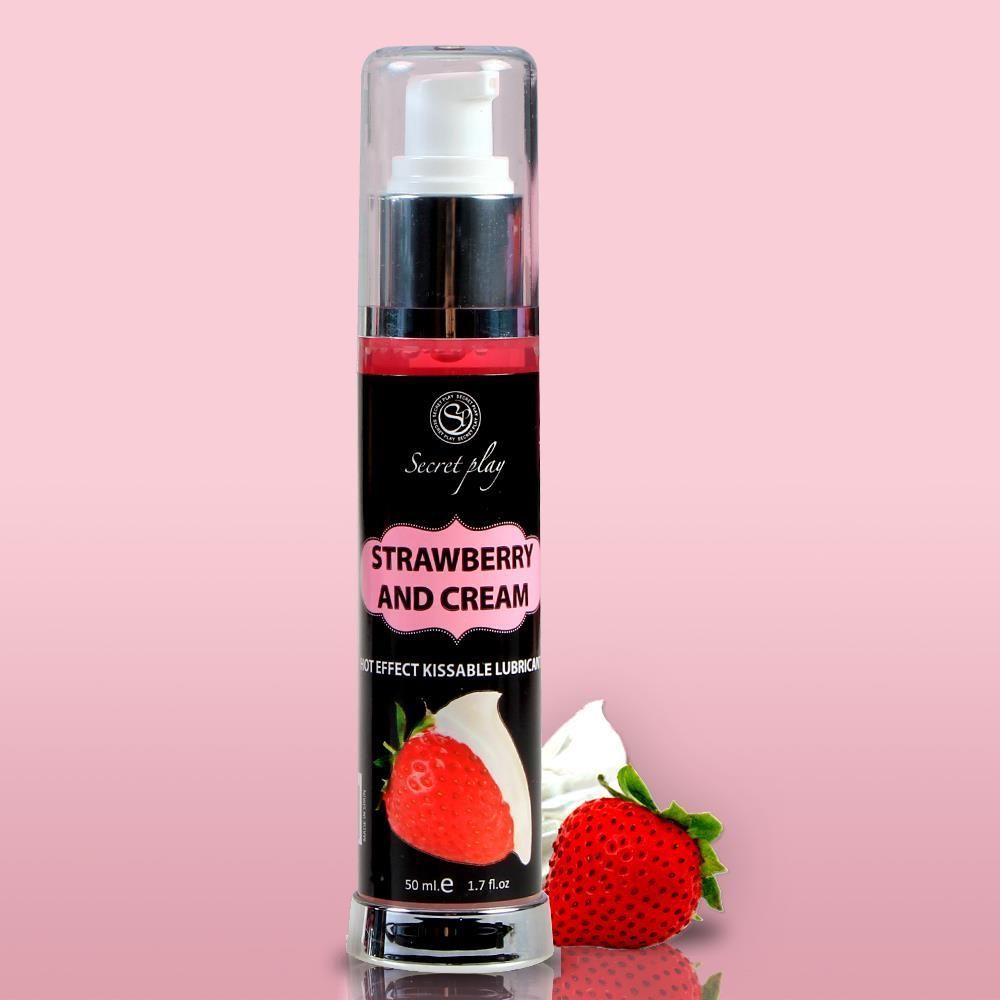 Масажний лубрикант з ефектом зігрівання Secret Play Strawberry with Cream - полуниця з вершками, 50 мл, 50 ml, Полуниця , Вершки