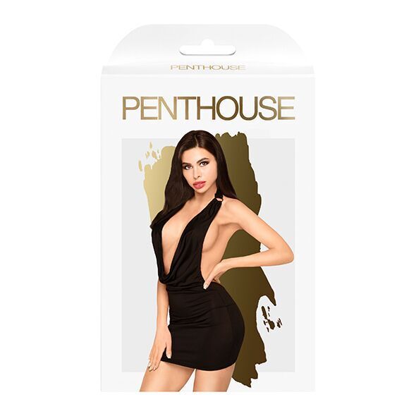 Міні-сукня Penthouse Heart Rob L/XL Black, хомут, глибоке декольте, мініатюрні стрінги